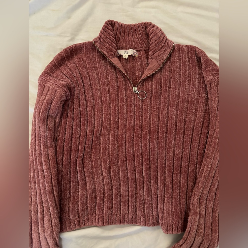 Wine Color! Soft Quarter Zip Sweater!